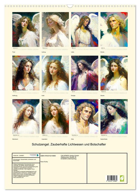 Produktbild: Schutzengel. Zauberhafte Lichtwesen und Botschafter (Wandkalender 2026 DIN A2 hoch), CALVENDO Monatskalender
