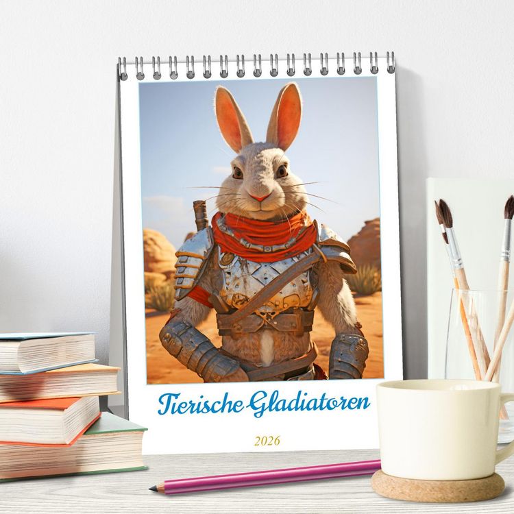 Produktbild: Tierische Gladiatoren (Tischkalender 2026 DIN A5 hoch), CALVENDO Monatskalender