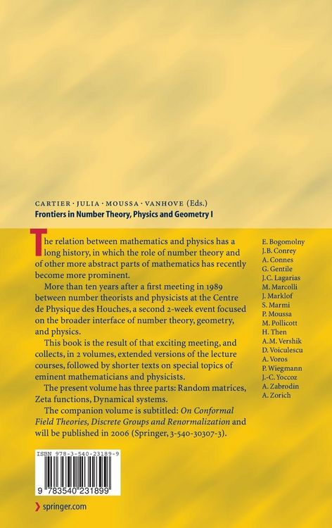 Produktbild: Frontiers in Number Theory, Physics, and Geometry I