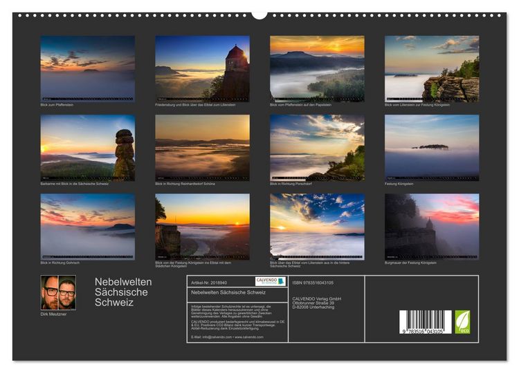 Produktbild: Nebelwelten S&auml;chsische Schweiz (Wandkalender 2026 DIN A2 quer), CALVENDO Monatskalender