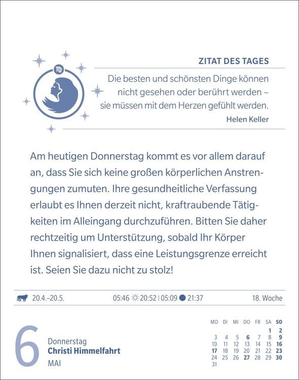 Produktbild: Jungfrau Sternzeichenkalender 2027 - Tagesabrei&szlig;kalender - Ihr Horoskop f&uuml;r jeden Tag