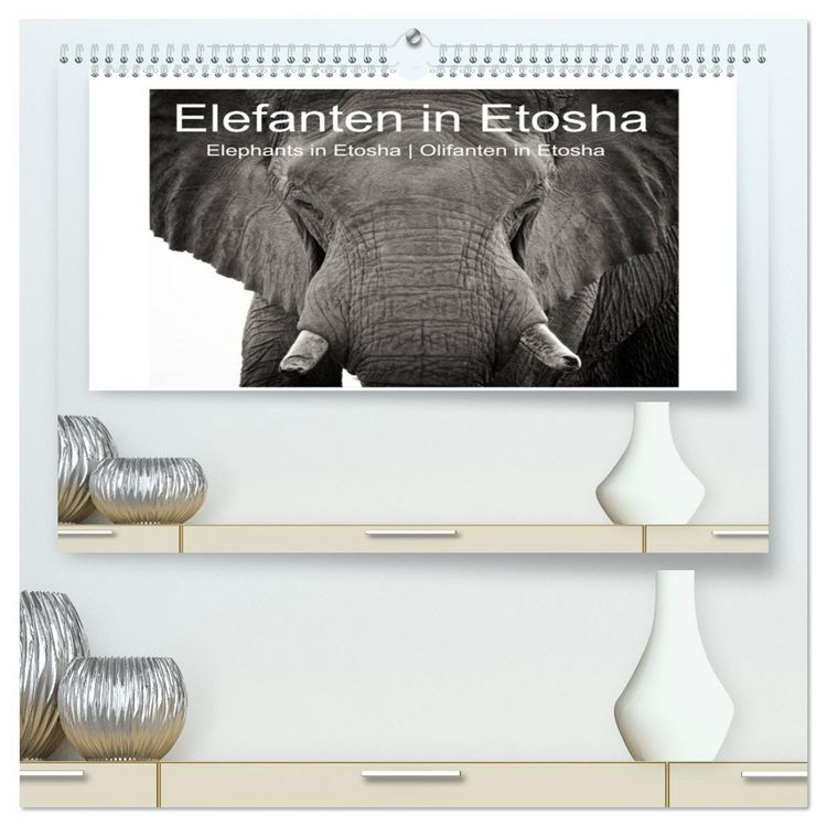 Produktbild: Elefanten in Etosha (hochwertiger Premium Wandkalender 2026 DIN A2 quer), Kunstdruck in Hochglanz