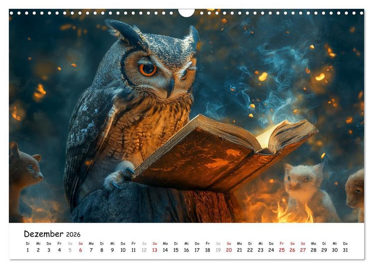 Produktbild: Eulen im Wald - Die geheimen Jobs und Aufgaben (Wandkalender 2026 DIN A3 quer), CALVENDO Monatskalender