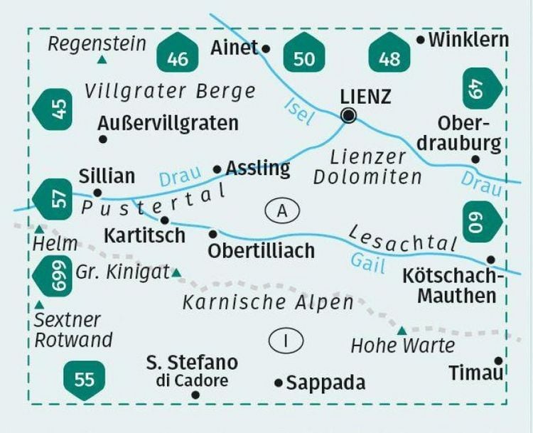 Produktbild: KOMPASS Wanderkarte 47 Lienzer Dolomiten, Lesachtal, Karnisc