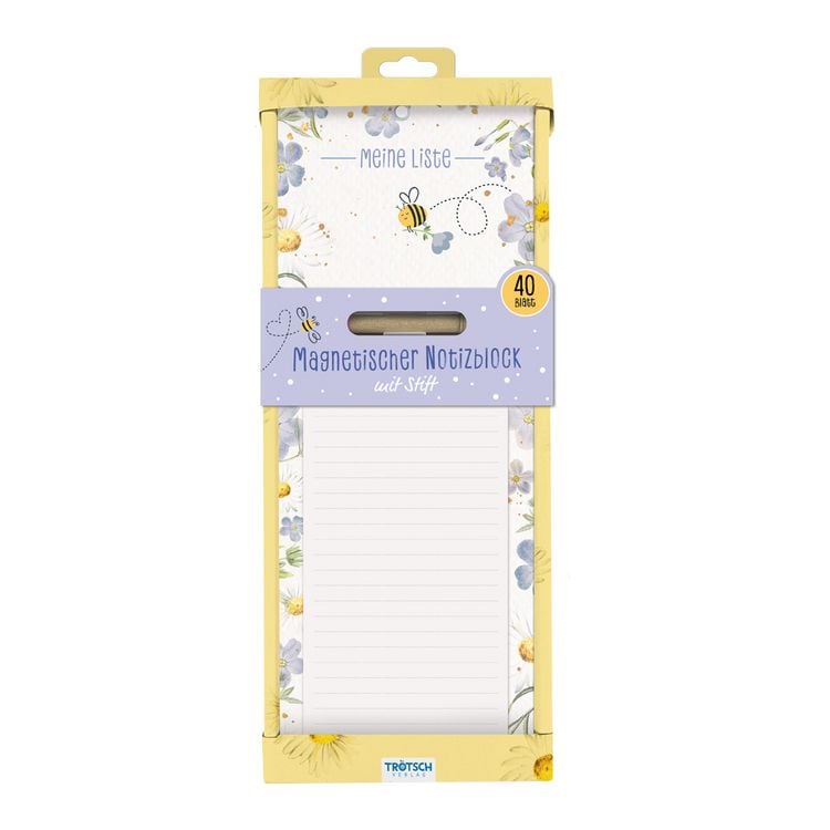 Produktbild: Tr&ouml;tsch Notizblock mit Stift und Magnet Bienchen