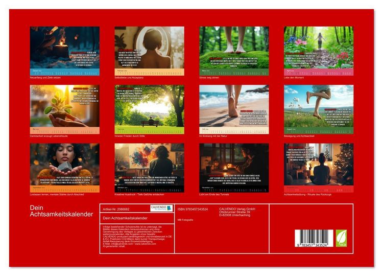 Produktbild: Dein Achtsamkeitskalender (hochwertiger Premium Wandkalender 2026 DIN A2 quer), Kunstdruck in Hochglanz