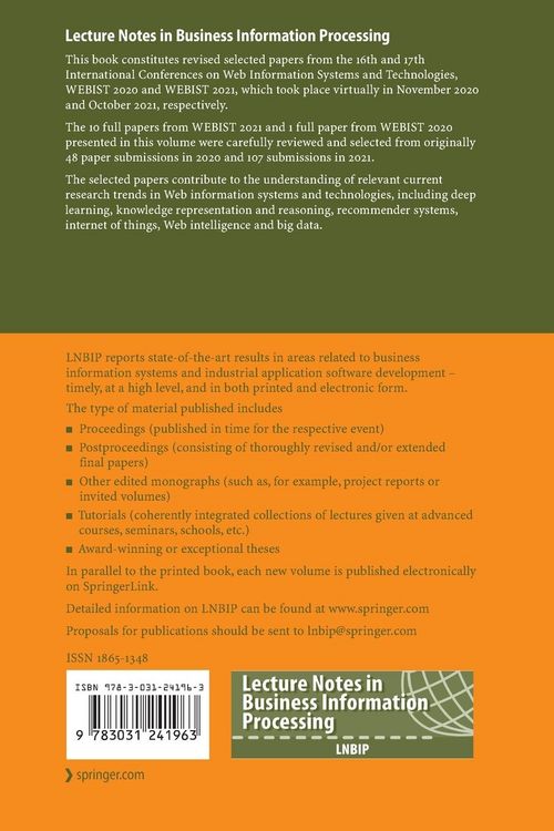 Produktbild: Web Information Systems and Technologies