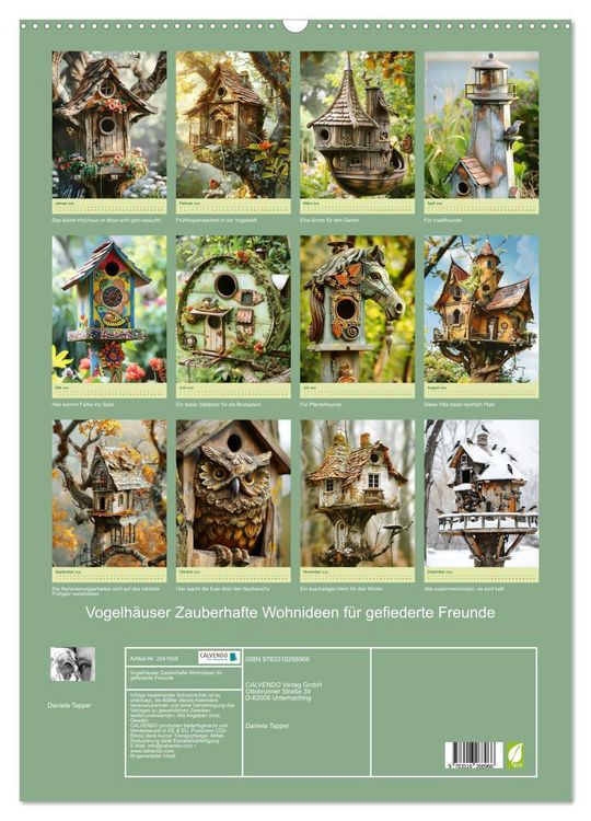 Produktbild: Vogelh&auml;user Zauberhafte Wohnideen f&uuml;r gefiederte Freunde (Wandkalender 2026 DIN A2 hoch), CALVENDO Monatskalender