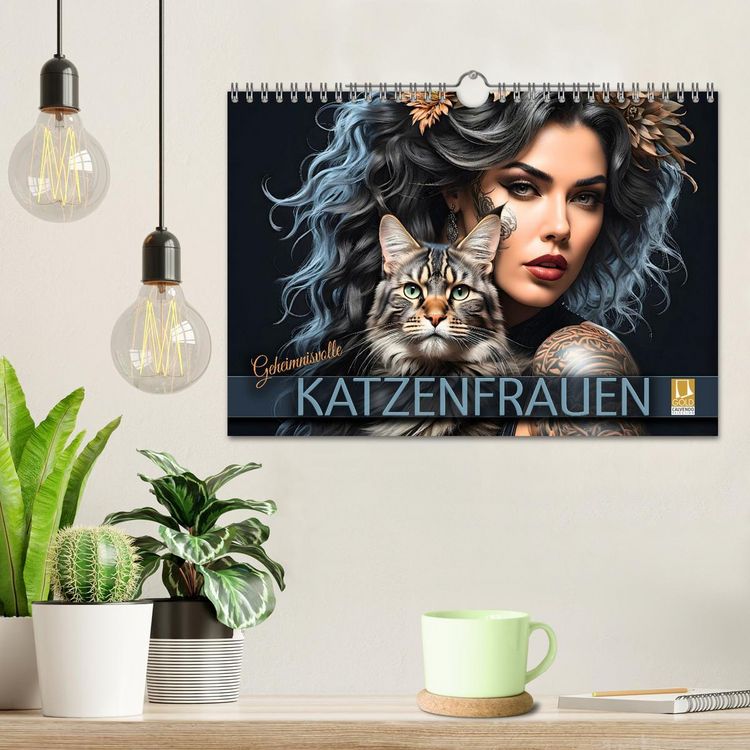 Produktbild: Geheimnisvolle Katzenfrauen (Wandkalender 2026 DIN A4 quer), CALVENDO Monatskalender