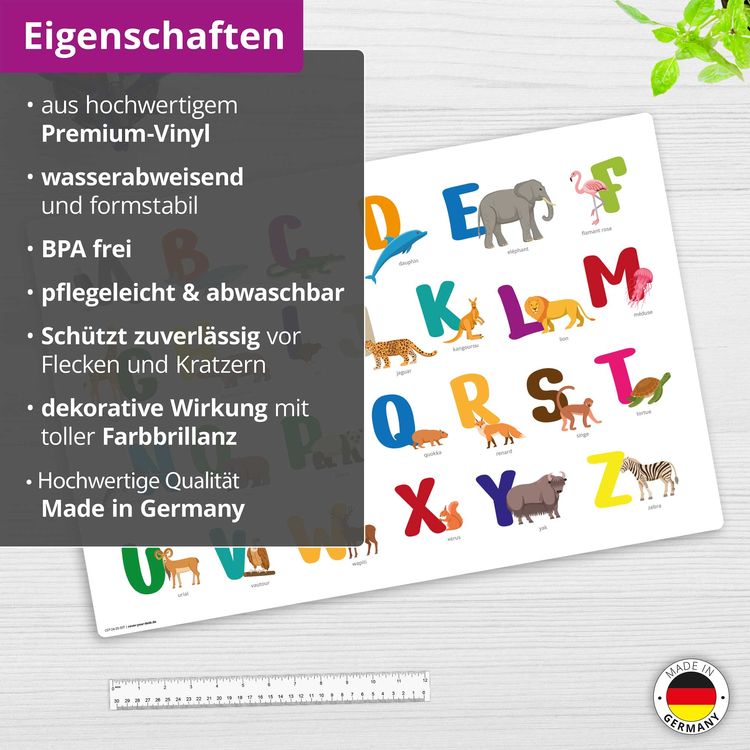 Produktbild: Cover-your-desk Schreibtischunterlage f&uuml;r Kinder abc mit Tieren - franz&ouml;sisch, aus hochwertigem Vinyl , 60 x 40 cm