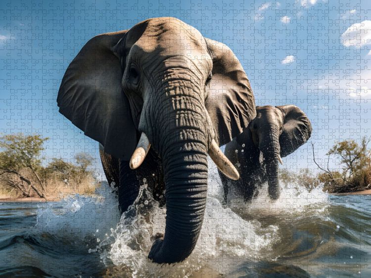 Produktbild: CALVENDO Puzzle Gro&szlig;e Elefanten | 1000 Teile Lege-Gr&ouml;&szlig;e 64x48cm Foto-Puzzle f&uuml;r gl&uuml;ckliche Stunden