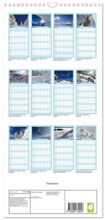 Produktbild: Familienplaner 2027 - Faskination mit 5 Spalten (Wandkalender, 21 x 45 cm) CALVENDO