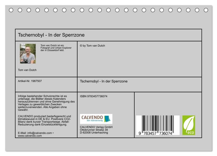 Produktbild: Tschernobyl - In der Sperrzone (Tischkalender 2026 DIN A5 quer), CALVENDO Monatskalender