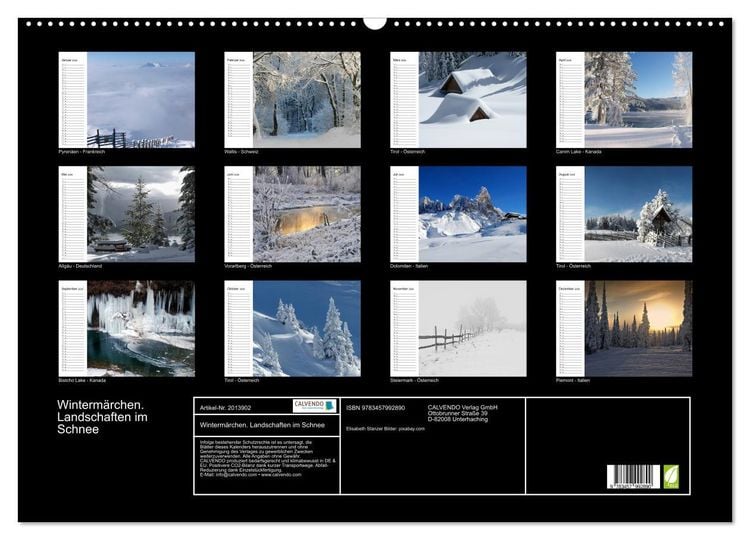 Produktbild: Winterm&auml;rchen. Landschaften im Schnee (Wandkalender 2026 DIN A2 quer), CALVENDO Monatskalender