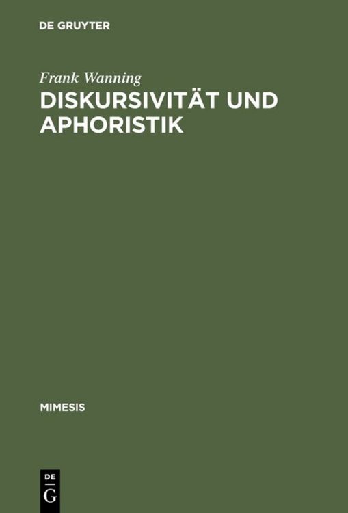 Produktbild: Diskursivit&auml;t und Aphoristik