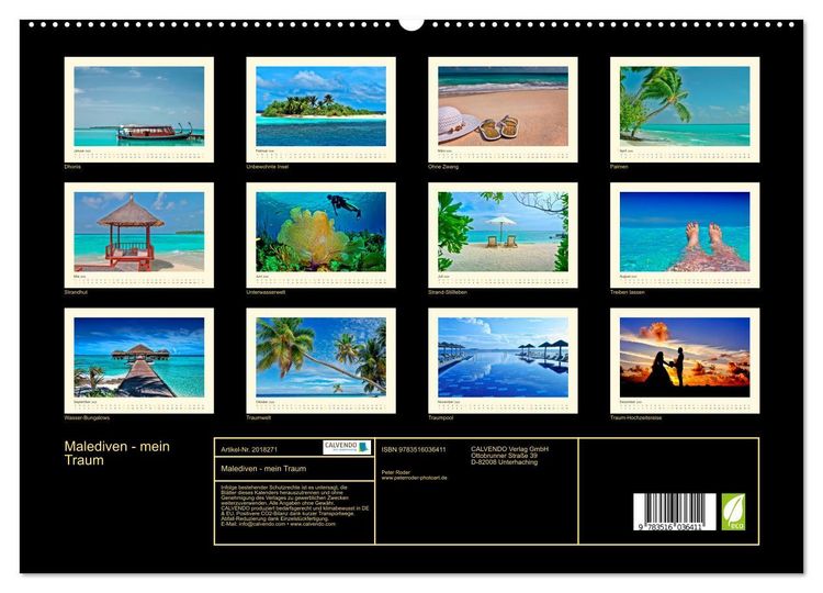 Produktbild: Malediven - mein Traum (hochwertiger Premium Wandkalender 2026 DIN A2 quer), Kunstdruck in Hochglanz