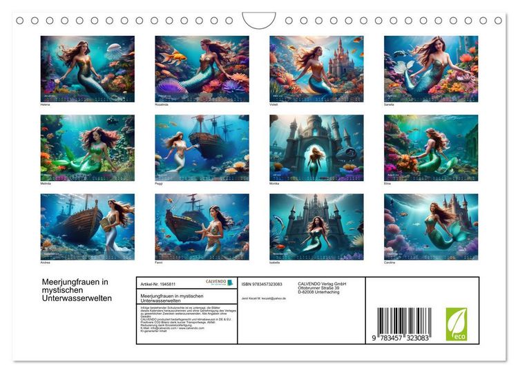 Produktbild: Meerjungfrauen in mystischen Unterwasserwelten (Wandkalender 2026 DIN A4 quer), CALVENDO Monatskalender
