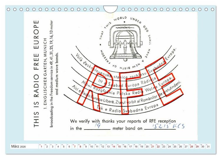 Produktbild: Rundfunk in Deutschland - Historische QSL-Karten (Wandkalender 2026 DIN A4 quer), CALVENDO Monatskalender