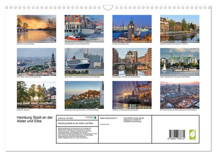 Produktbild: Hamburg Stadt an der Alster und Elbe (Wandkalender 2026 DIN A3 quer), CALVENDO Monatskalender