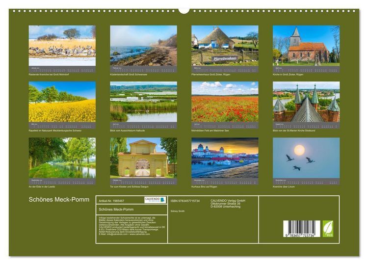 Produktbild: Sch&ouml;nes Meck-Pomm (hochwertiger Premium Wandkalender 2026 DIN A2 quer), Kunstdruck in Hochglanz