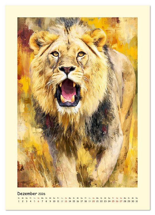 Produktbild: Raubkatzen. Moderne Paintings wilder Eleganz (Wandkalender 2026 DIN A3 hoch), CALVENDO Monatskalender