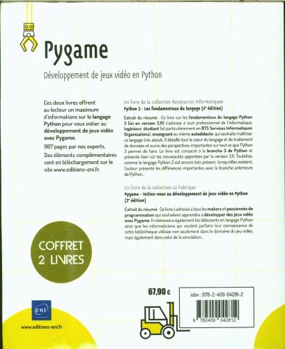 Produktbild: Pygame : d&eacute;veloppement de jeux vid&eacute;o en Python : coffret 2 livres
