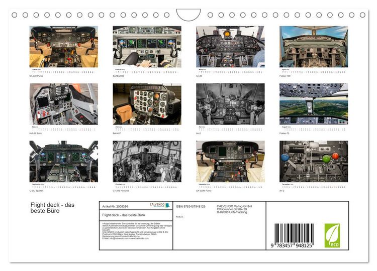 Produktbild: Flight deck - das beste B&uuml;ro (Wandkalender 2026 DIN A4 quer), CALVENDO Monatskalender