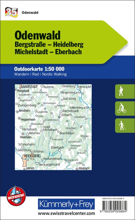 Produktbild: Odenwald Bergstrasse, Heidelberg, Michelstadt, Eberbach Nr. 35 Outdoorkarte Deutschland 1:50 000