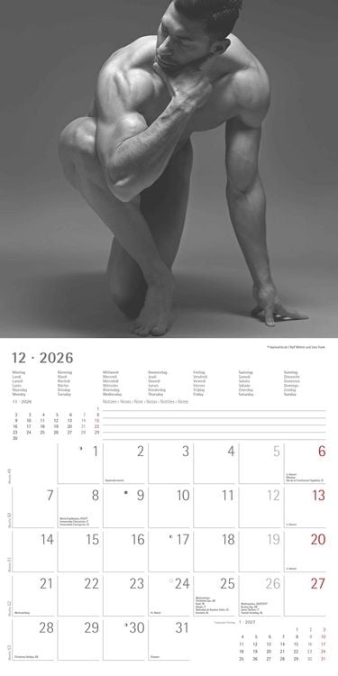Produktbild: Masculine 2026 - Broschürenkalender 30x30 cm (30x60 geöffnet) - Kalender mit Platz für Notizen - Maskulin - Bildkalender - Wandplaner - Erotikkalender