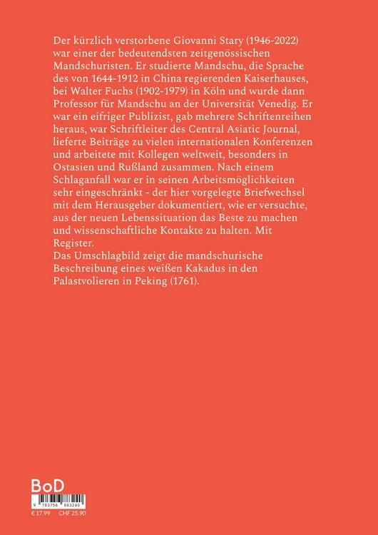 Produktbild: Korrespondenz mit dem Mandschuristen Giovanni Stary, 2011-2022