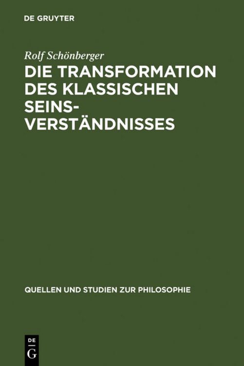 Produktbild: Die Transformation des klassischen Seinsverst&auml;ndnisses
