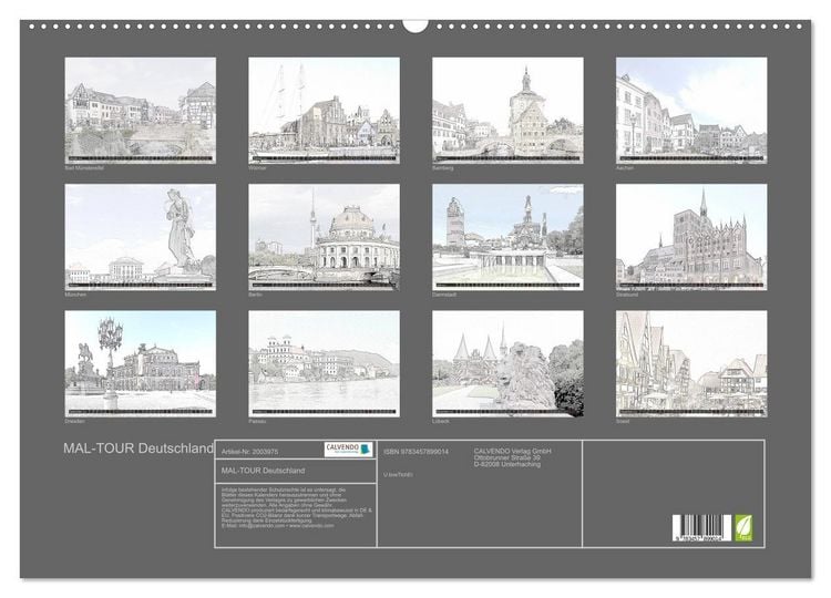 Produktbild: MAL-TOUR Deutschland (Wandkalender 2026 DIN A2 quer), CALVENDO Monatskalender