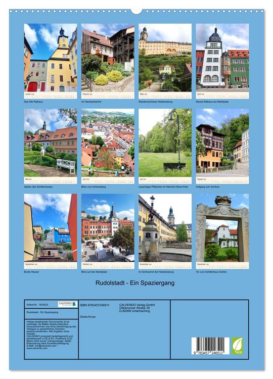 Produktbild: Rudolstadt - Ein Spaziergang (hochwertiger Premium Wandkalender 2026 DIN A2 hoch), Kunstdruck in Hochglanz
