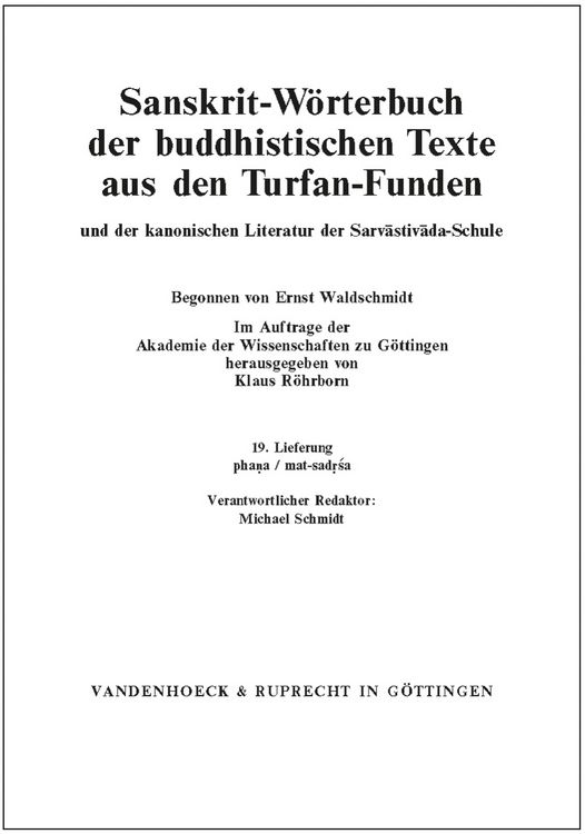 Produktbild: Sanskrit-W&ouml;rterbuch der buddhistischen Texte aus den Turfan-Funden. Lieferung 19