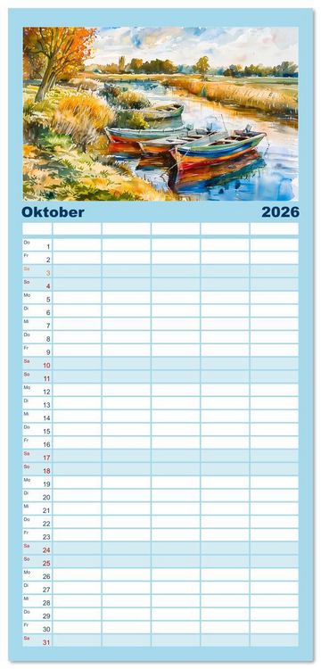 Produktbild: Familienplaner 2026 - Havelland Flair - Immer in Flussn&auml;he mit 5 Spalten (Wandkalender, 21 x 45 cm) CALVENDO