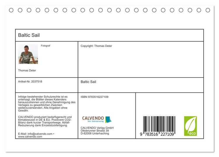 Produktbild: Baltic Sail (Tischkalender 2026 DIN A5 quer), CALVENDO Monatskalender