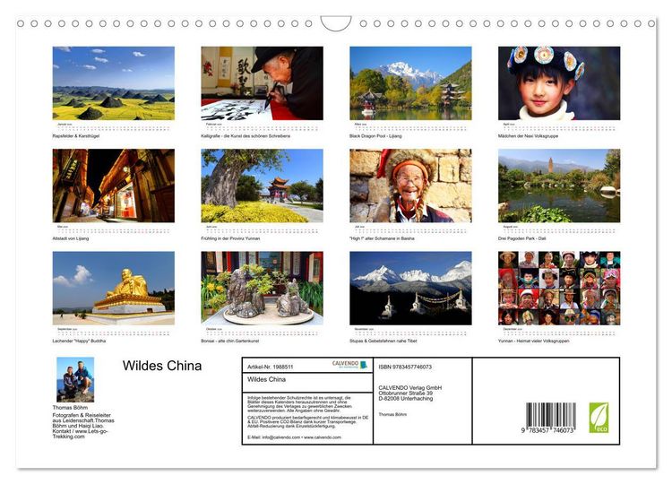 Produktbild: Wildes China (Wandkalender 2026 DIN A3 quer), CALVENDO Monatskalender