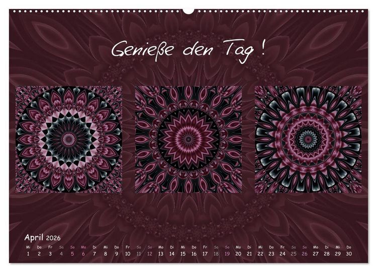 Produktbild: Mandala Trilogien (hochwertiger Premium Wandkalender 2026 DIN A2 quer), Kunstdruck in Hochglanz