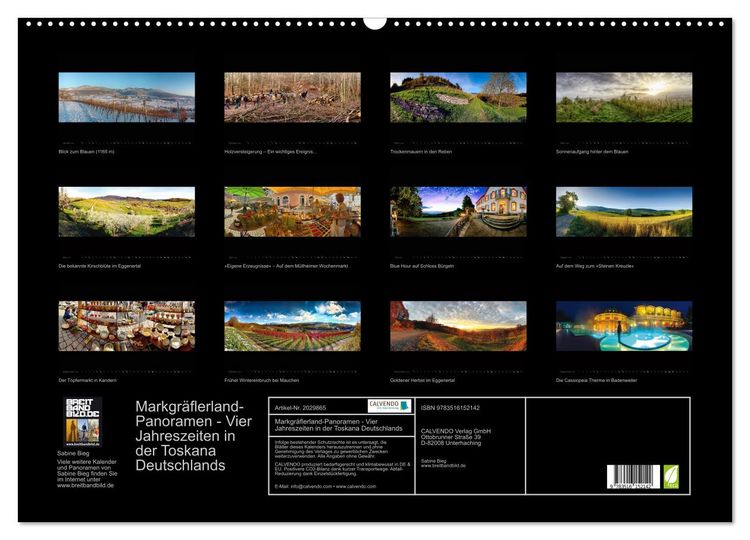 Produktbild: Markgr&auml;flerland-Panoramen - Vier Jahreszeiten in der Toskana Deutschlands (Wandkalender 2026 DIN A2 quer), CALVENDO Monatskalender