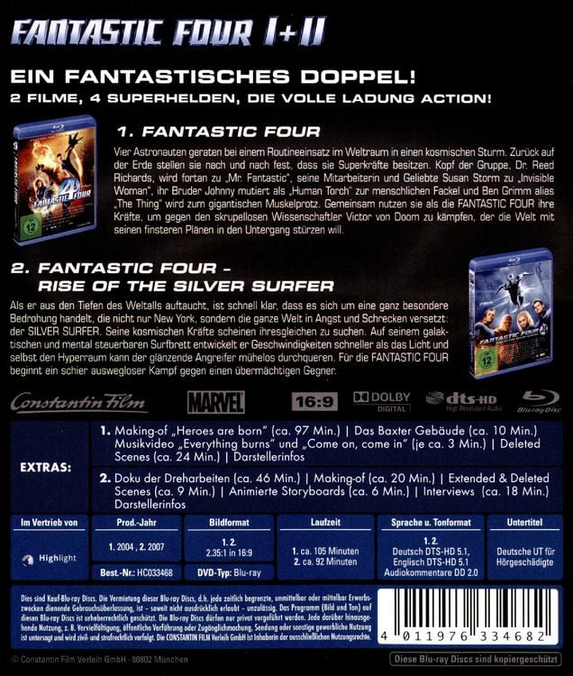 Produktbild: Fantastic Four Teil 1 + 2 [2 BR] [LE]