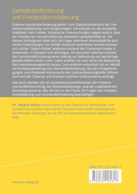 Produktbild: Demokratief&ouml;rderung und Friedenskonsolidierung