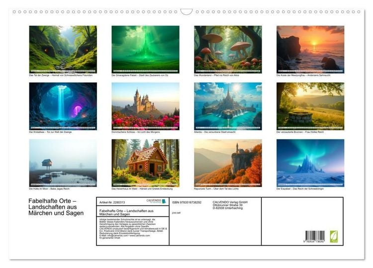 Produktbild: Fabelhafte Orte &ndash; Landschaften aus M&auml;rchen und Sagen (Wandkalender 2026 DIN A2 quer), CALVENDO Monatskalender