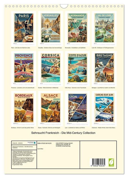 Produktbild: Sehnsucht Frankreich - Die Mid-Century Collection (Wandkalender 2027 DIN A3 hoch), CALVENDO Monatskalender