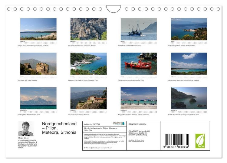 Produktbild: Nordgriechenland &ndash; Pilion, Meteora, Sithonia (Wandkalender 2026 DIN A4 quer), CALVENDO Monatskalender