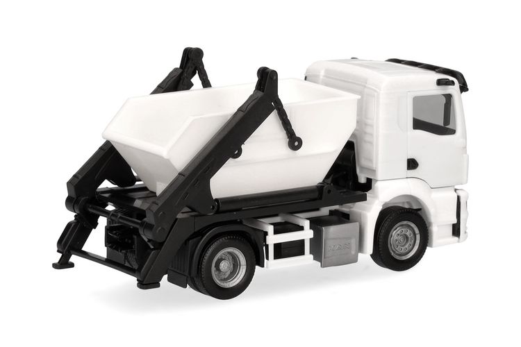 Produktbild: Herpa 013987 H0 LKW Modell MAN TGS NN Absetzkipper AK12, wei&szlig;