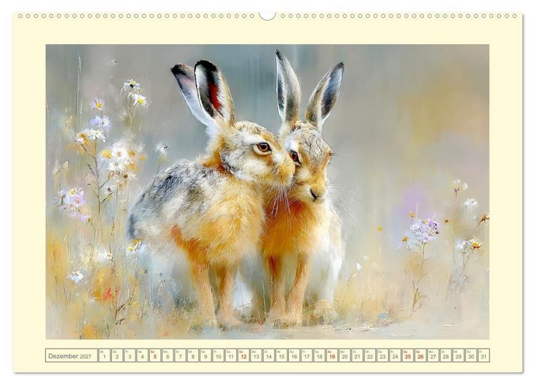 Produktbild: Wildhasen. Meister der Tarnung in offener Feldflur (hochwertiger Premium Wandkalender 2027 DIN A2 quer), Kunstdruck in Hochglanz