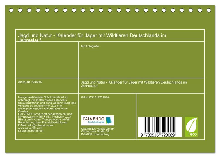 Produktbild: Jagd und Natur - Kalender f&uuml;r J&auml;ger mit Wildtieren Deutschlands im Jahreslauf (Tischkalender 2026 DIN A5 quer), CALVENDO Monatskalender