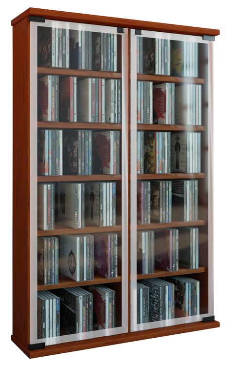 Produktbild: Holz CD DVD Stand Regal Schrank Galerie Glast&uuml;r