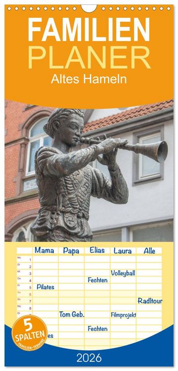 Produktbild: Familienplaner 2026 - Altes Hameln mit 5 Spalten (Wandkalender, 21 x 45 cm) CALVENDO