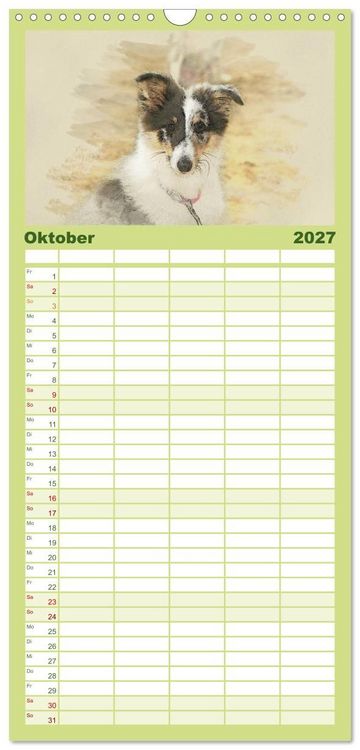 Produktbild: Familienplaner 2027 - Hundewelpen 2027 mit 5 Spalten (Wandkalender, 21 x 45 cm) CALVENDO